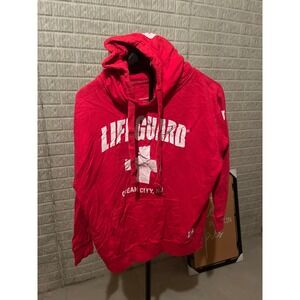 Lifeguard Ocean City NJ Red Hoodie Pullover Small Lifeguard Sweatshirt‎